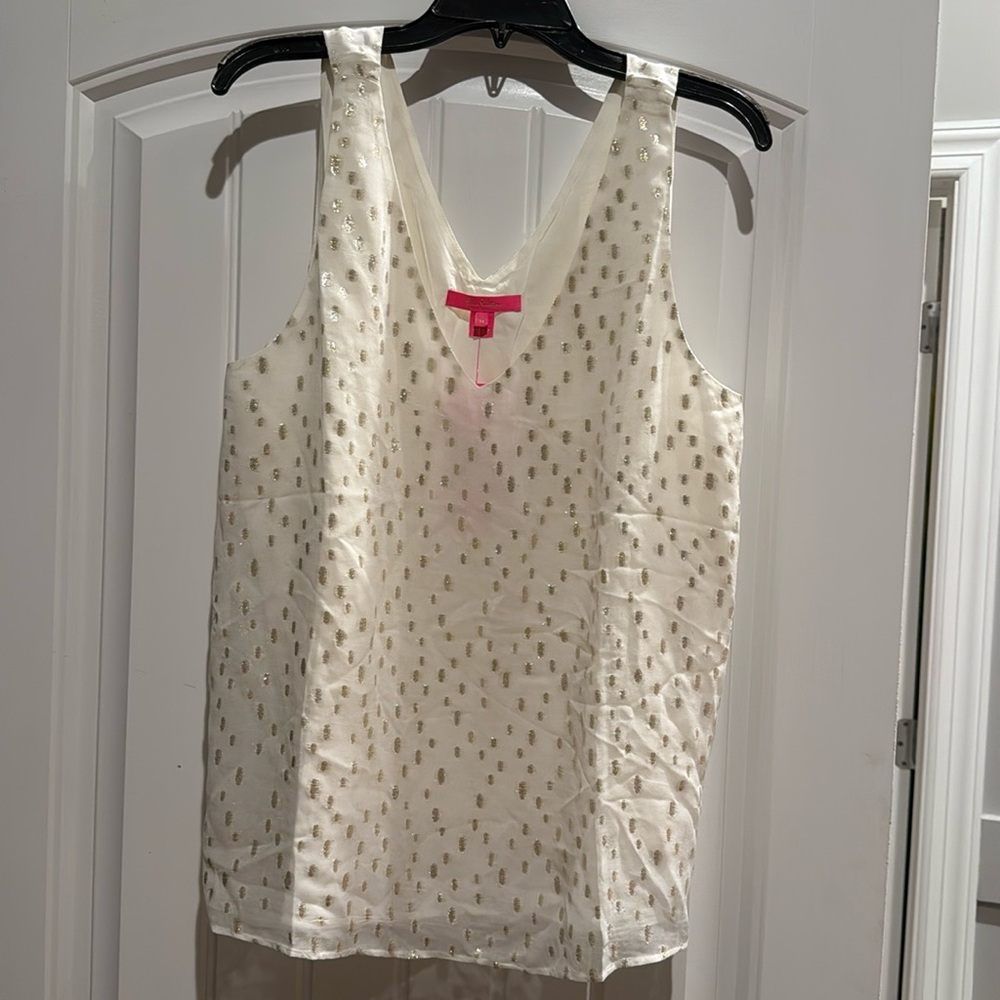 Lilly Pulitzer Gold Sleeveless Blouse with Sheen